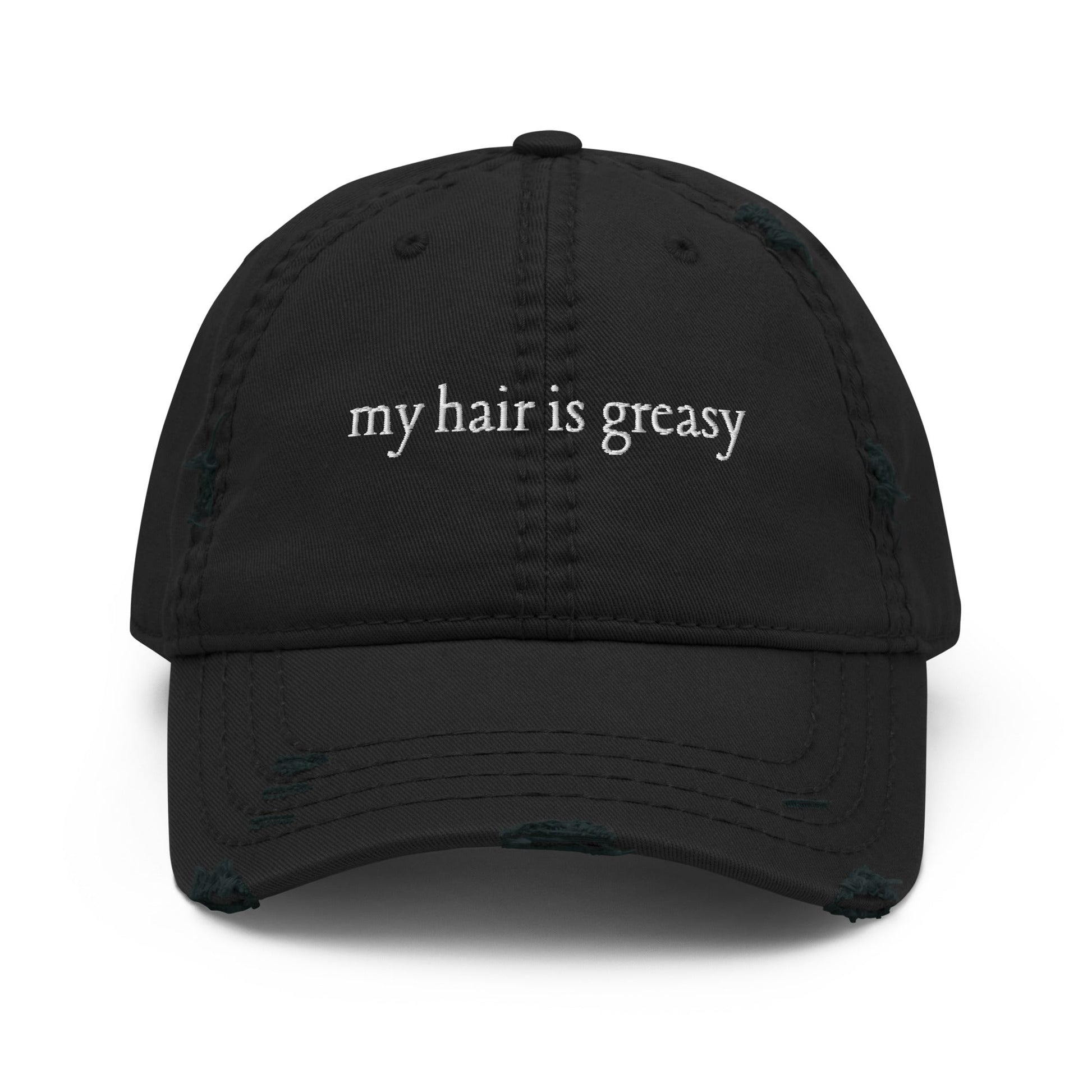 Greasy Hair - Distressed Adjustable Ball Cap - ballcap - baseball style hats - hats - Numbskullz