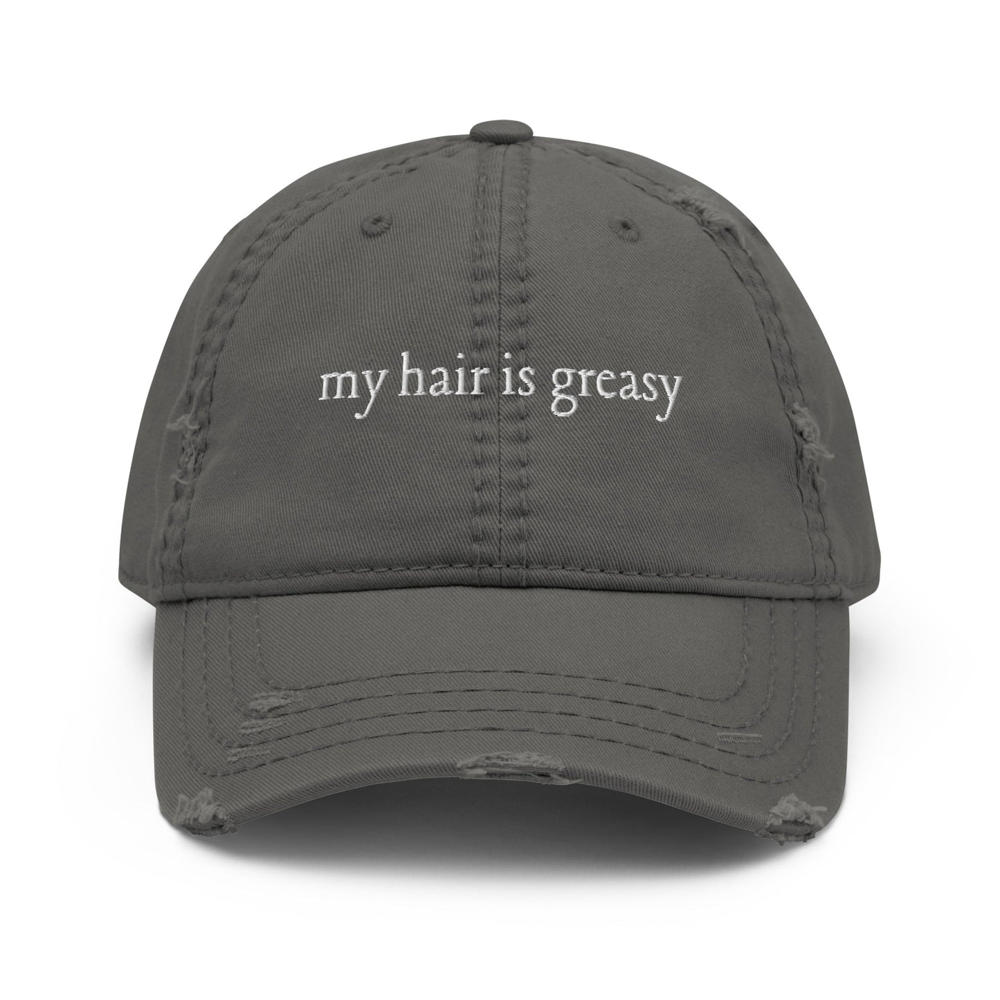 Greasy Hair - Distressed Adjustable Ball Cap - ballcap - baseball style hats - hats - Numbskullz