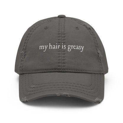 Greasy Hair - Distressed Adjustable Ball Cap - ballcap - baseball style hats - hats - Numbskullz