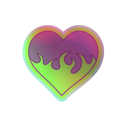 Hearts Afire - Holographic Sticker - holographicsticker - kisscutstickers - sticker collections - Numbskullz