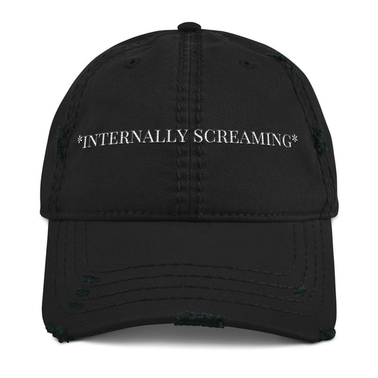 Internally Screaming - Distressed Adjustable Ball Cap - ballcap - baseball style hats - hats - Numbskullz