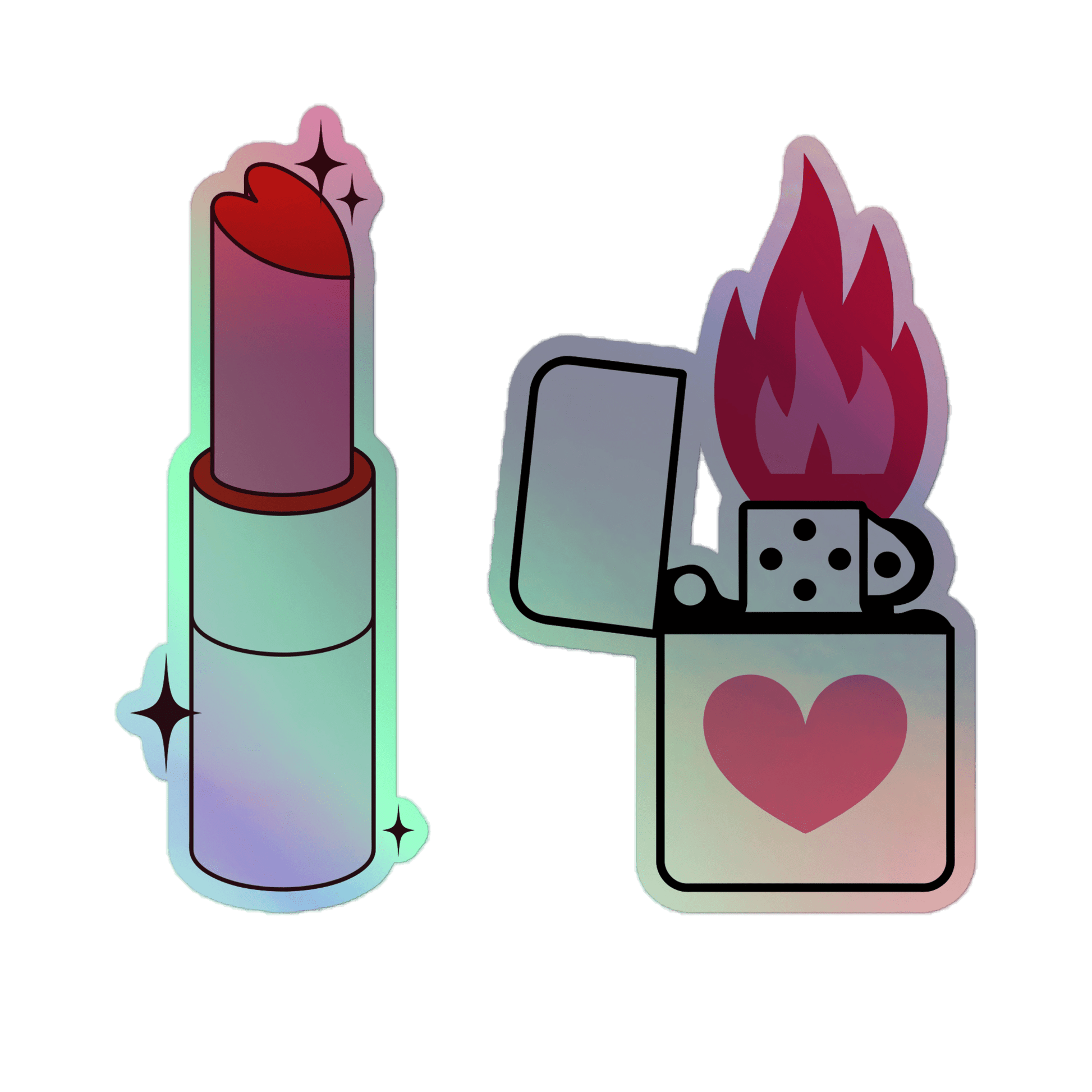 Lippy and Lights - Holographic Sticker - holographicsticker - kisscutstickers - sticker collections - Numbskullz
