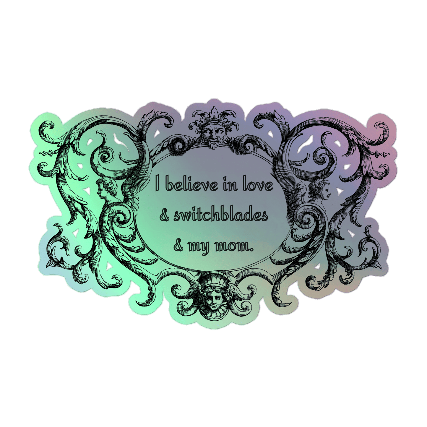 Love, Blades and Mom - Holographic Stickers - holographicsticker - kisscutstickers - sticker collections - Numbskullz