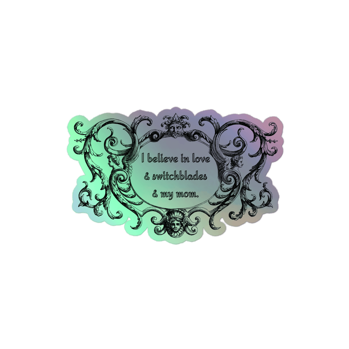 Love, Blades and Mom - Holographic Stickers - holographicsticker - kisscutstickers - sticker collections - Numbskullz