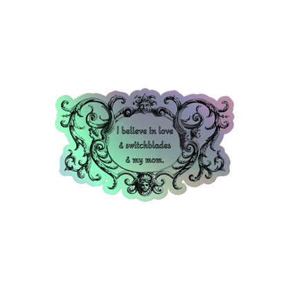 Love, Blades and Mom - Holographic Stickers - holographicsticker - kisscutstickers - sticker collections - Numbskullz