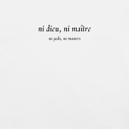 No God/No Master - Unisex Cotton Tee - activism - political - shirt - Numbskullz