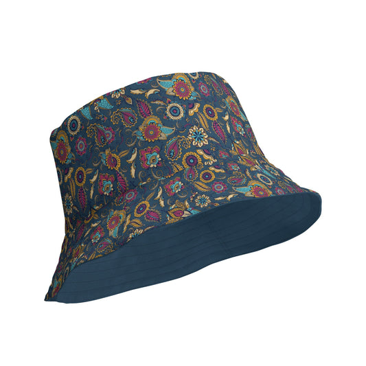 Paisley in Blue - Reversible Bucket Hat - beach - Bucket Hat - hats - Numbskullz