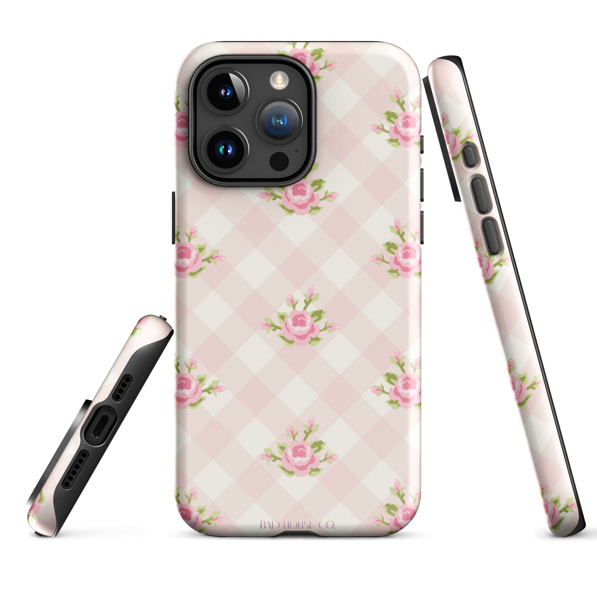 Pink Gingham Rose - iPhone® Tough Case - Phone Case - TSC: TheShopCollective - BadHorse