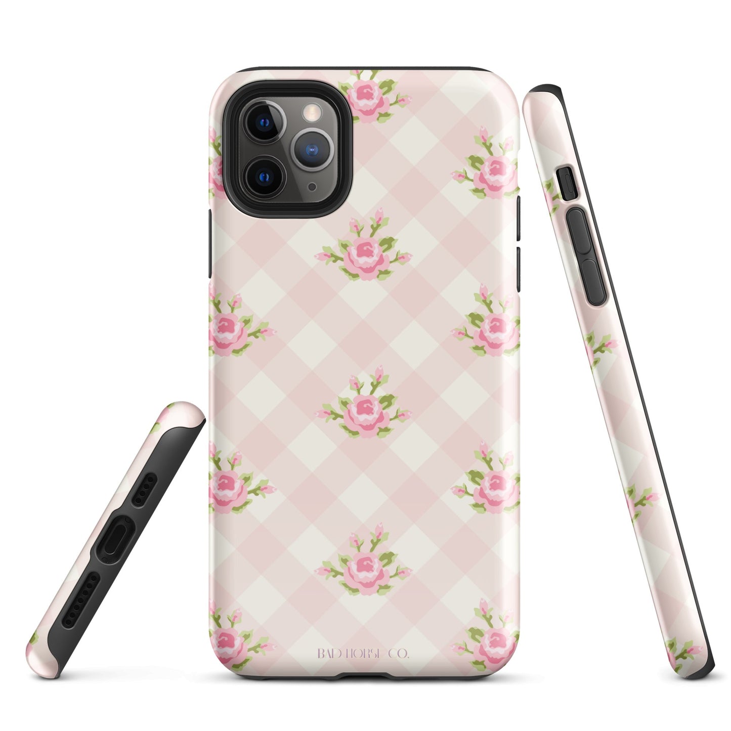 Pink Gingham Rose - iPhone® Tough Case - Phone Case - TSC: TheShopCollective - BadHorse