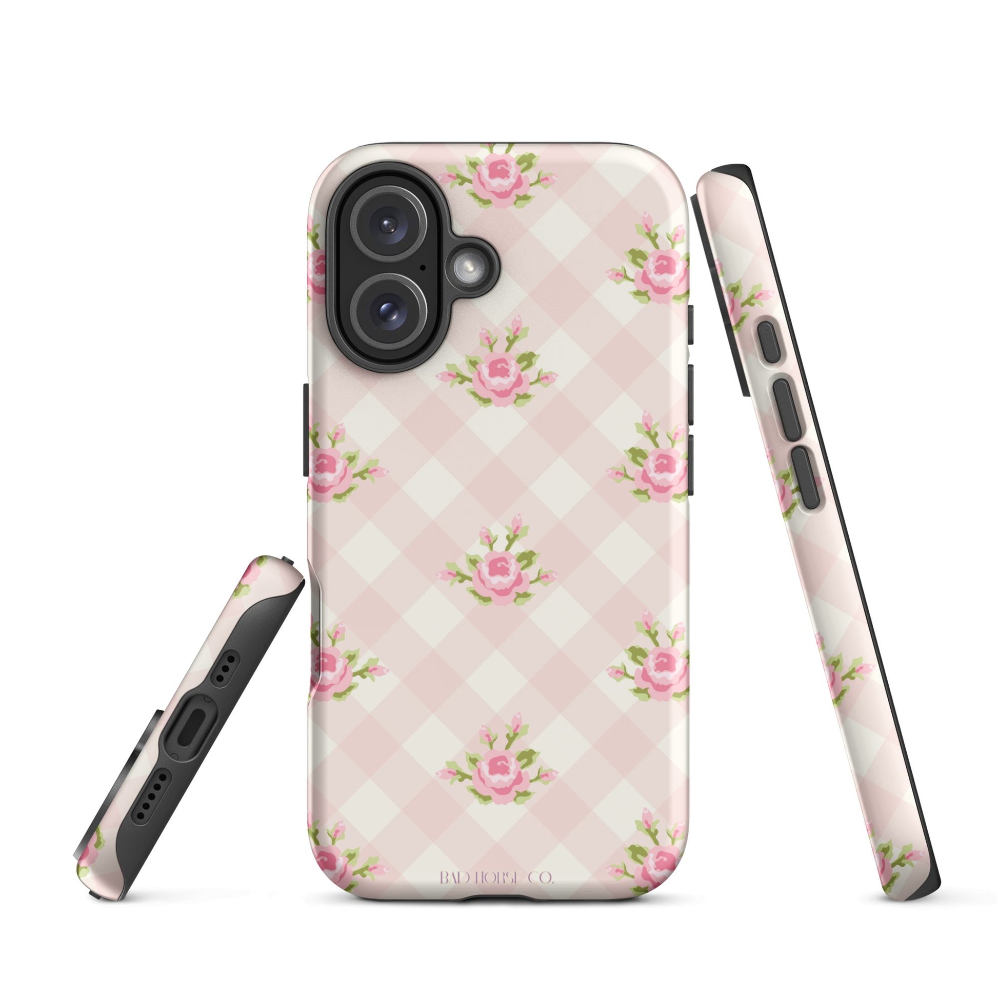 Pink Gingham Rose - iPhone® Tough Case - Phone Case - TSC: TheShopCollective - BadHorse