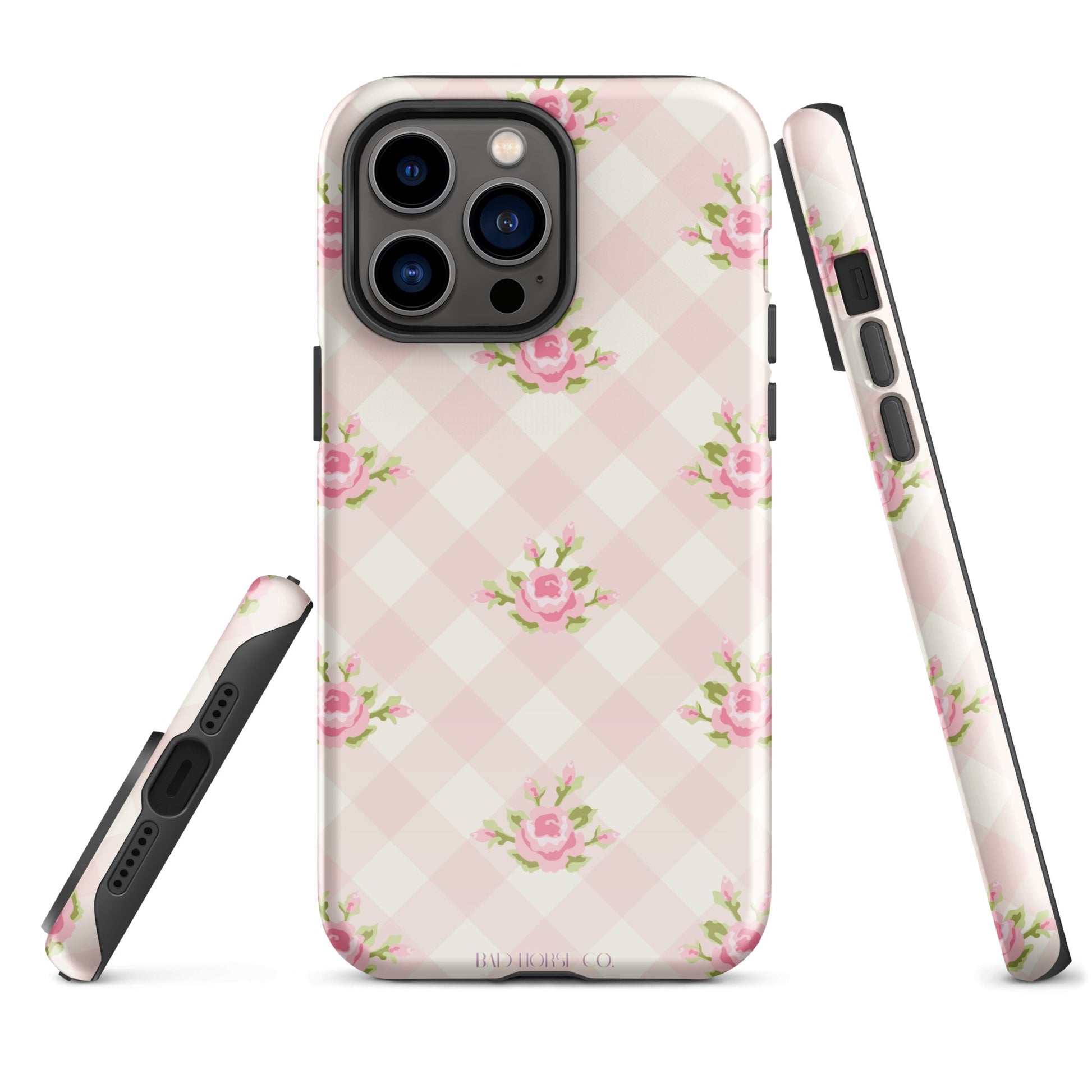 Pink Gingham Rose - iPhone® Tough Case - Phone Case - TSC: TheShopCollective - BadHorse