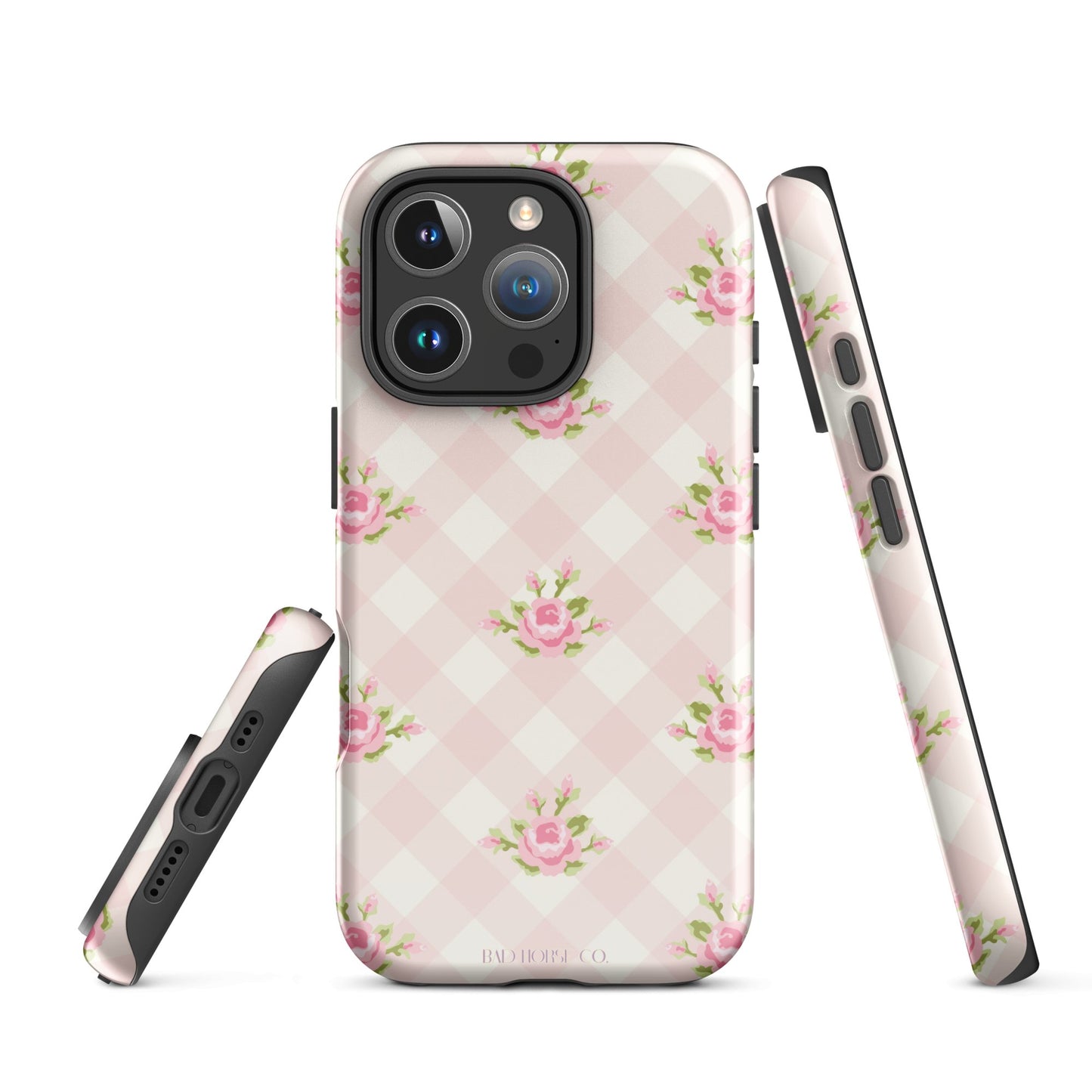 Pink Gingham Rose - iPhone® Tough Case - Phone Case - TSC: TheShopCollective - BadHorse