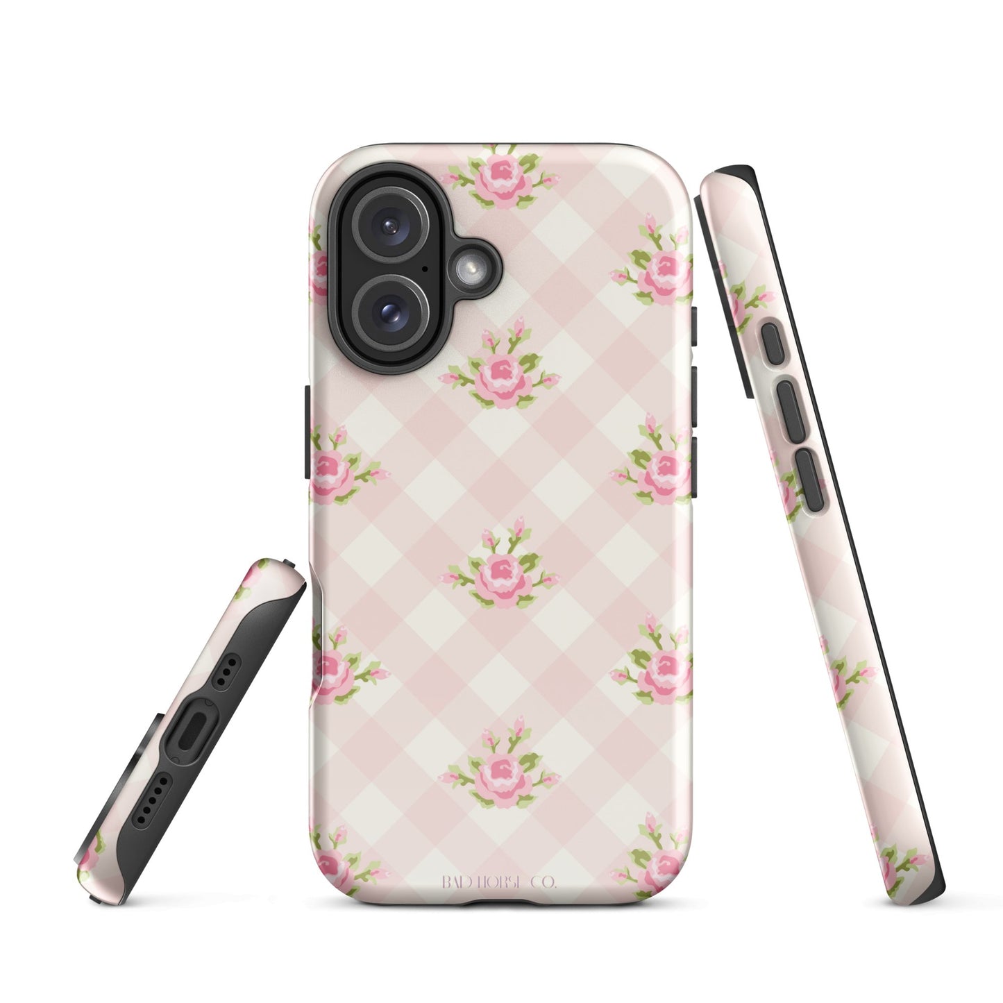 Pink Gingham Rose - iPhone® Tough Case - Phone Case - TSC: TheShopCollective - BadHorse