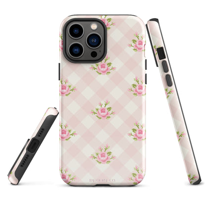 Pink Gingham Rose - iPhone® Tough Case - Phone Case - TSC: TheShopCollective - BadHorse