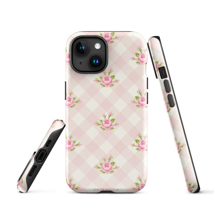 Pink Gingham Rose - iPhone® Tough Case - Phone Case - TSC: TheShopCollective - BadHorse