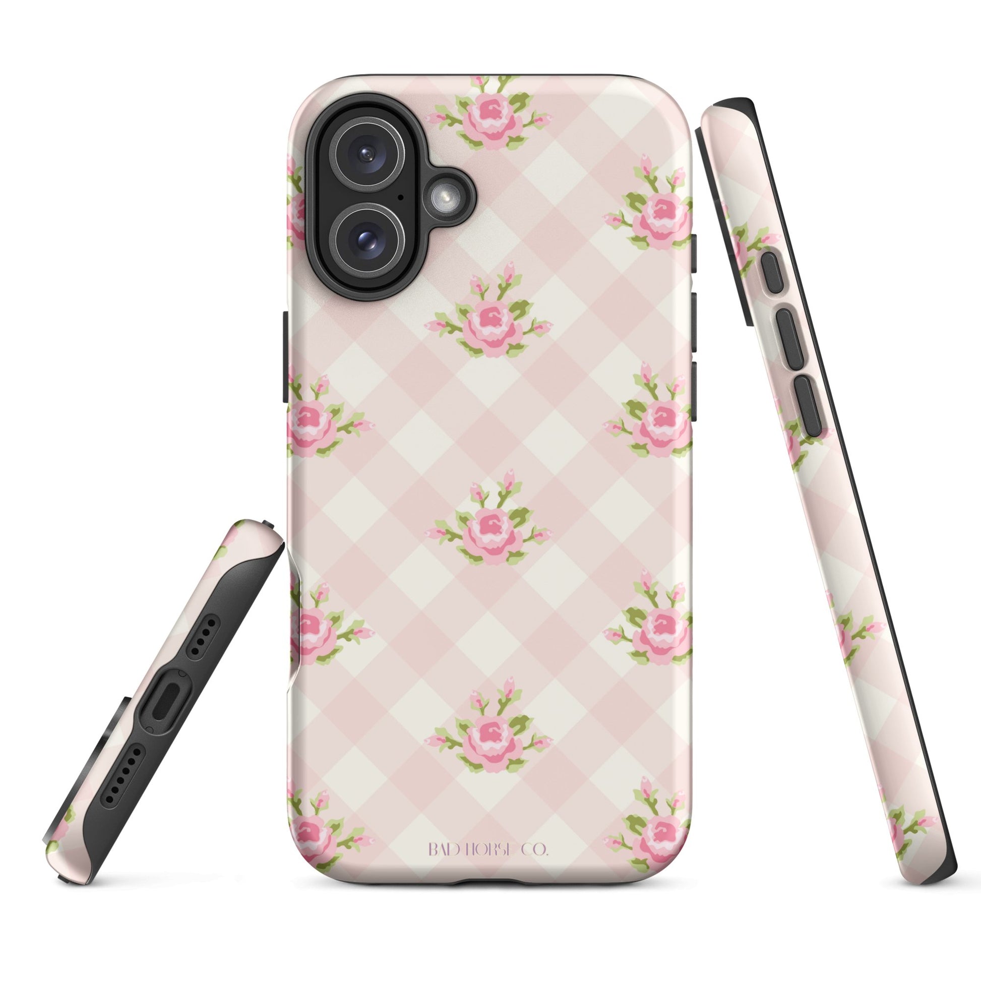 Pink Gingham Rose - iPhone® Tough Case - Phone Case - TSC: TheShopCollective - BadHorse