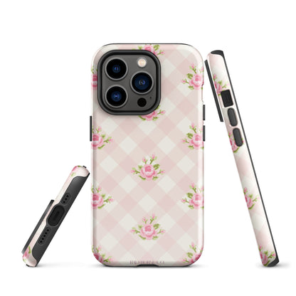 Pink Gingham Rose - iPhone® Tough Case - Phone Case - TSC: TheShopCollective - BadHorse