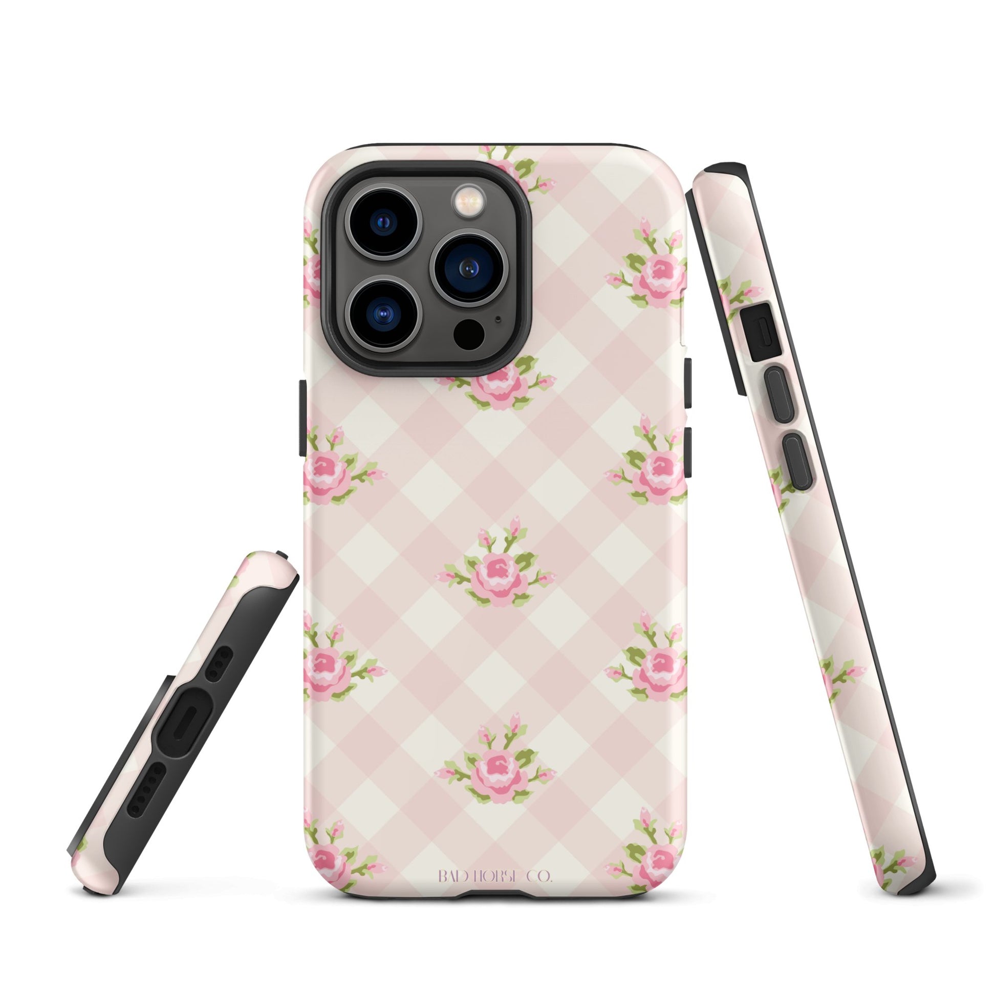 Pink Gingham Rose - iPhone® Tough Case - Phone Case - TSC: TheShopCollective - BadHorse