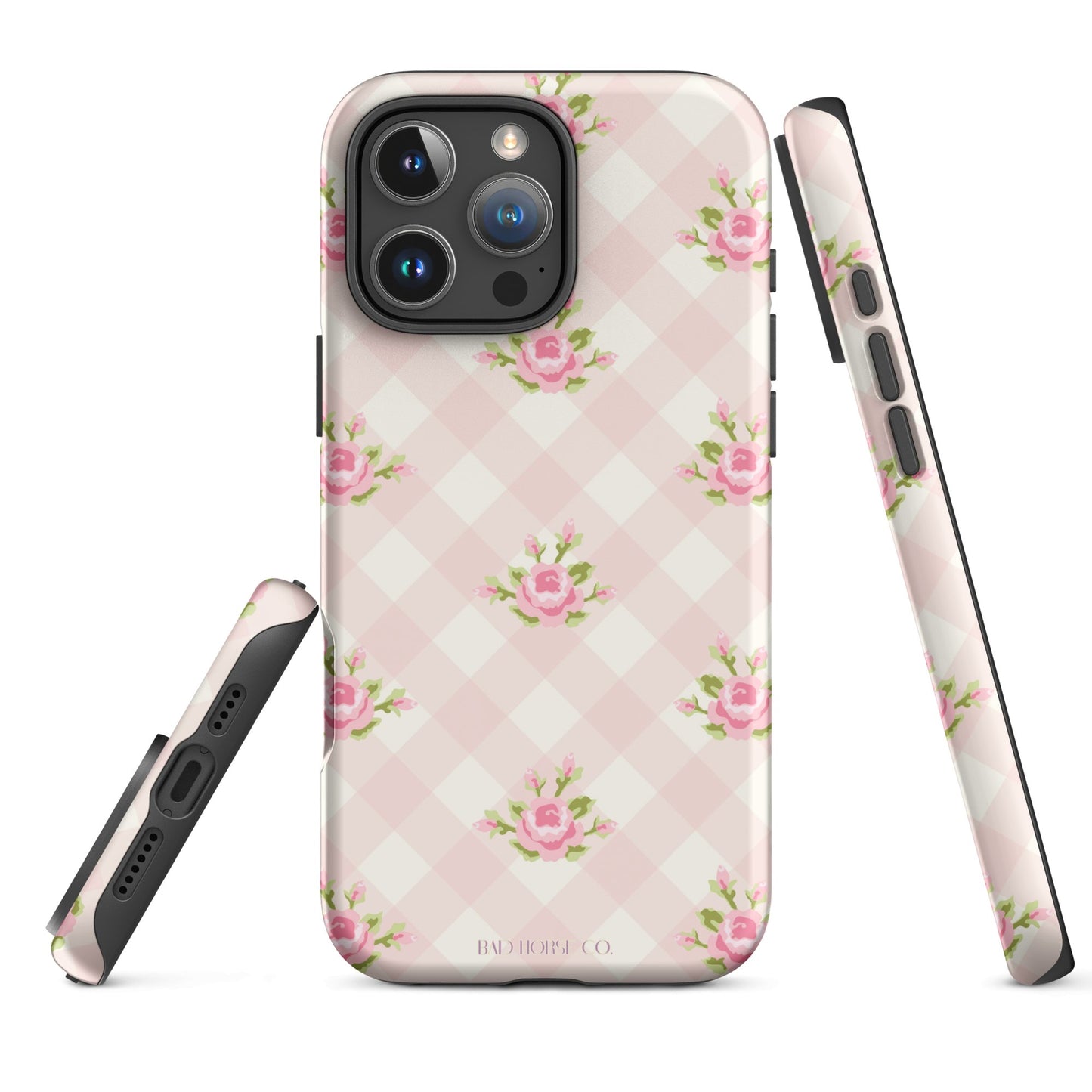 Pink Gingham Rose - iPhone® Tough Case - Phone Case - TSC: TheShopCollective - BadHorse