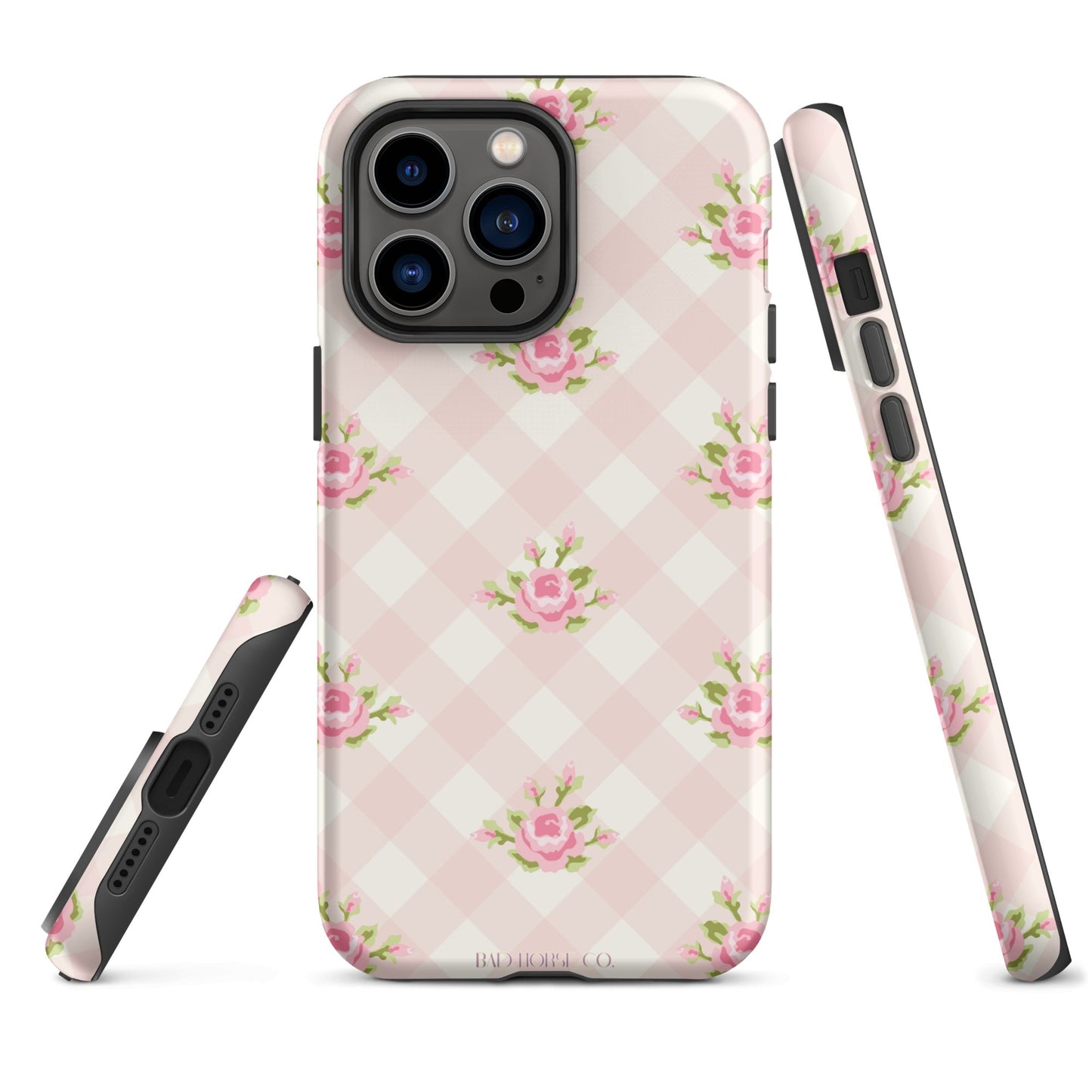 Pink Gingham Rose - iPhone® Tough Case - Phone Case - TSC: TheShopCollective - BadHorse