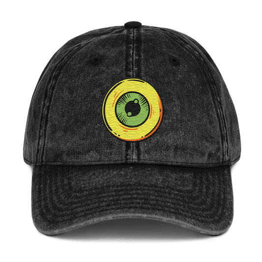 The One Eye Love - Stonewashed Cotton Twill Baseball Cap - ballcap - baseball style hats - embroidered ball caps - Numbskullz