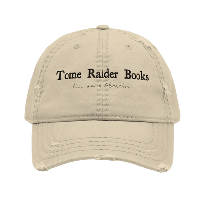 Tome Raider - Distressed Adjustable Ball Cap - ballcap - baseball style hats - bibliophile - Numbskullz