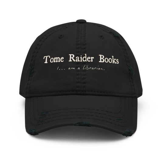 Tome Raider - Distressed Adjustable Ball Cap - ballcap - baseball style hats - bibliophile - Numbskullz