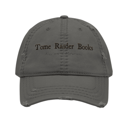 Tome Raider - Distressed Adjustable Ball Cap - ballcap - baseball style hats - bibliophile - Numbskullz