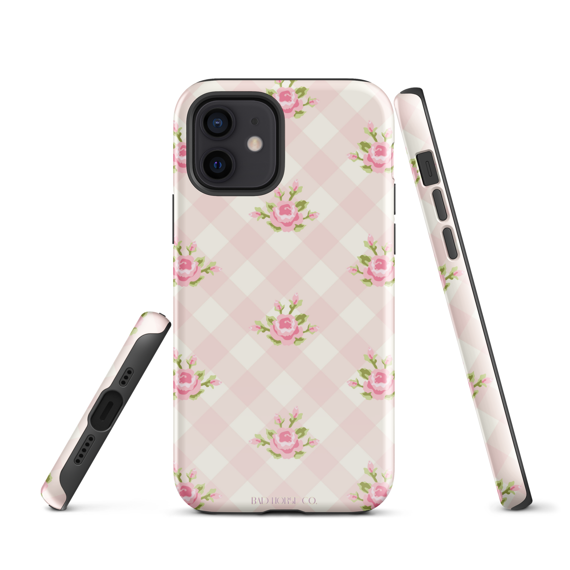 Pink Gingham Rose - iPhone® Tough Case - Phone Case - TSC: TheShopCollective - BadHorse