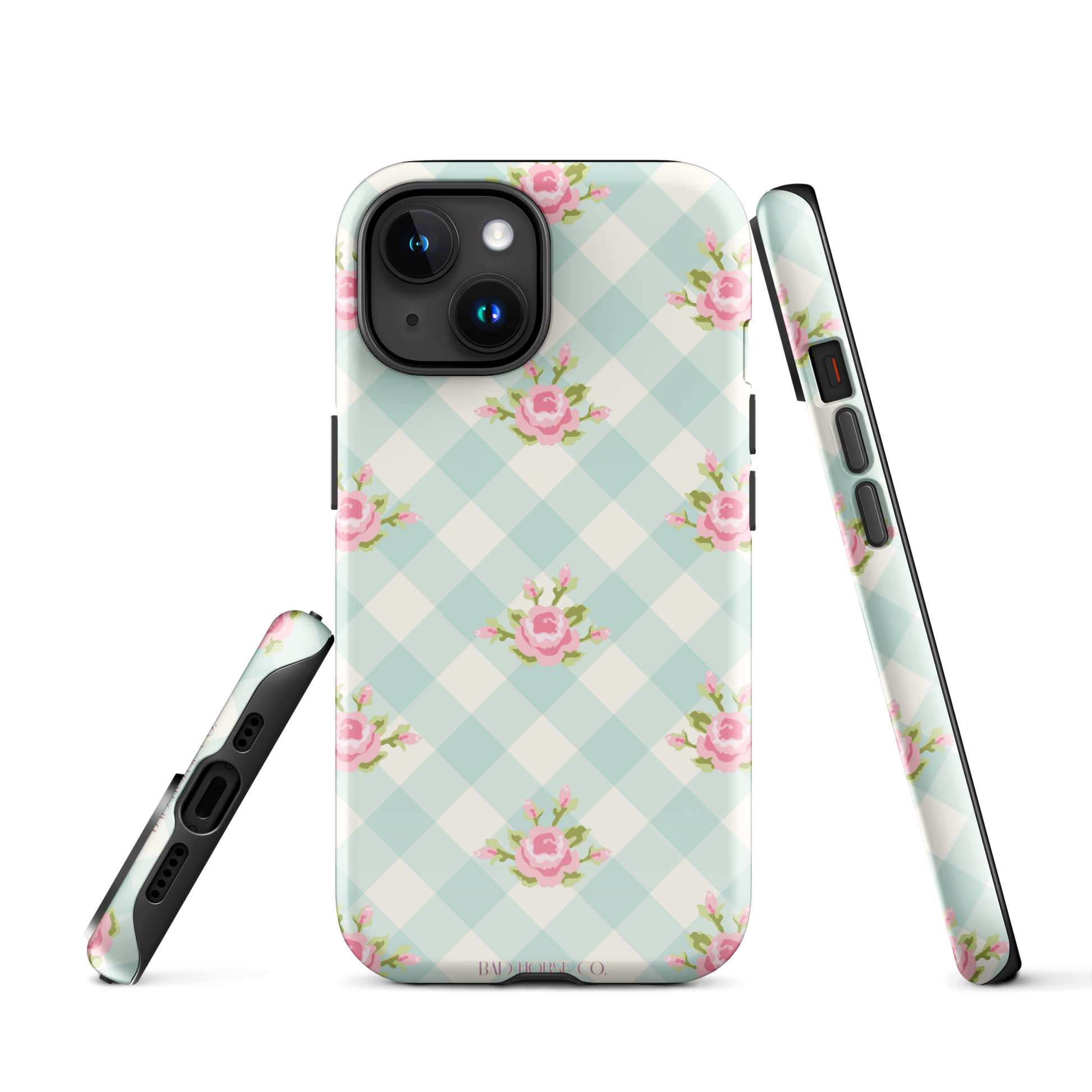 Blue Gingham Rose - iPhone® Tough Case - Phone Case - TSC: TheShopCollective - BadHorse