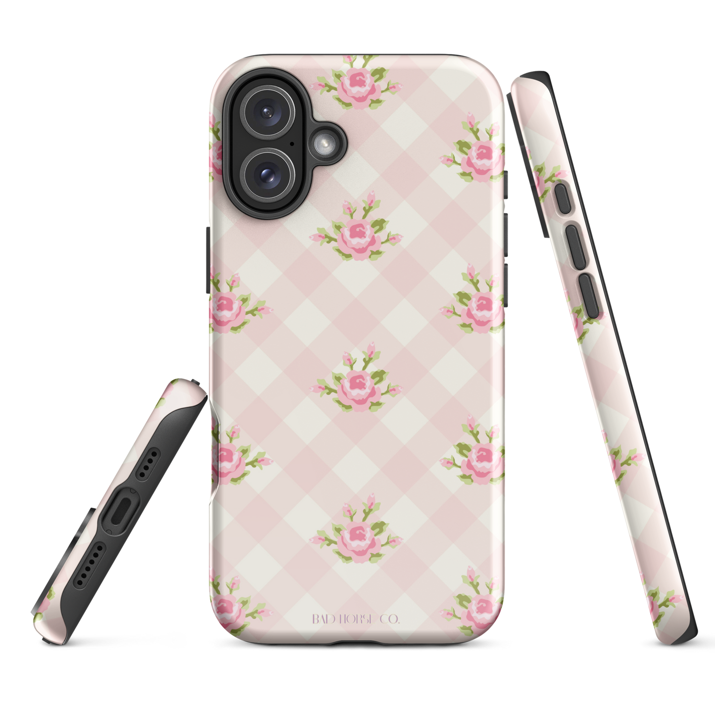 Pink Gingham Rose - iPhone® Tough Case - Phone Case - TSC: TheShopCollective - BadHorse