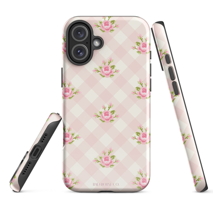 Pink Gingham Rose - iPhone® Tough Case - Phone Case - TSC: TheShopCollective - BadHorse