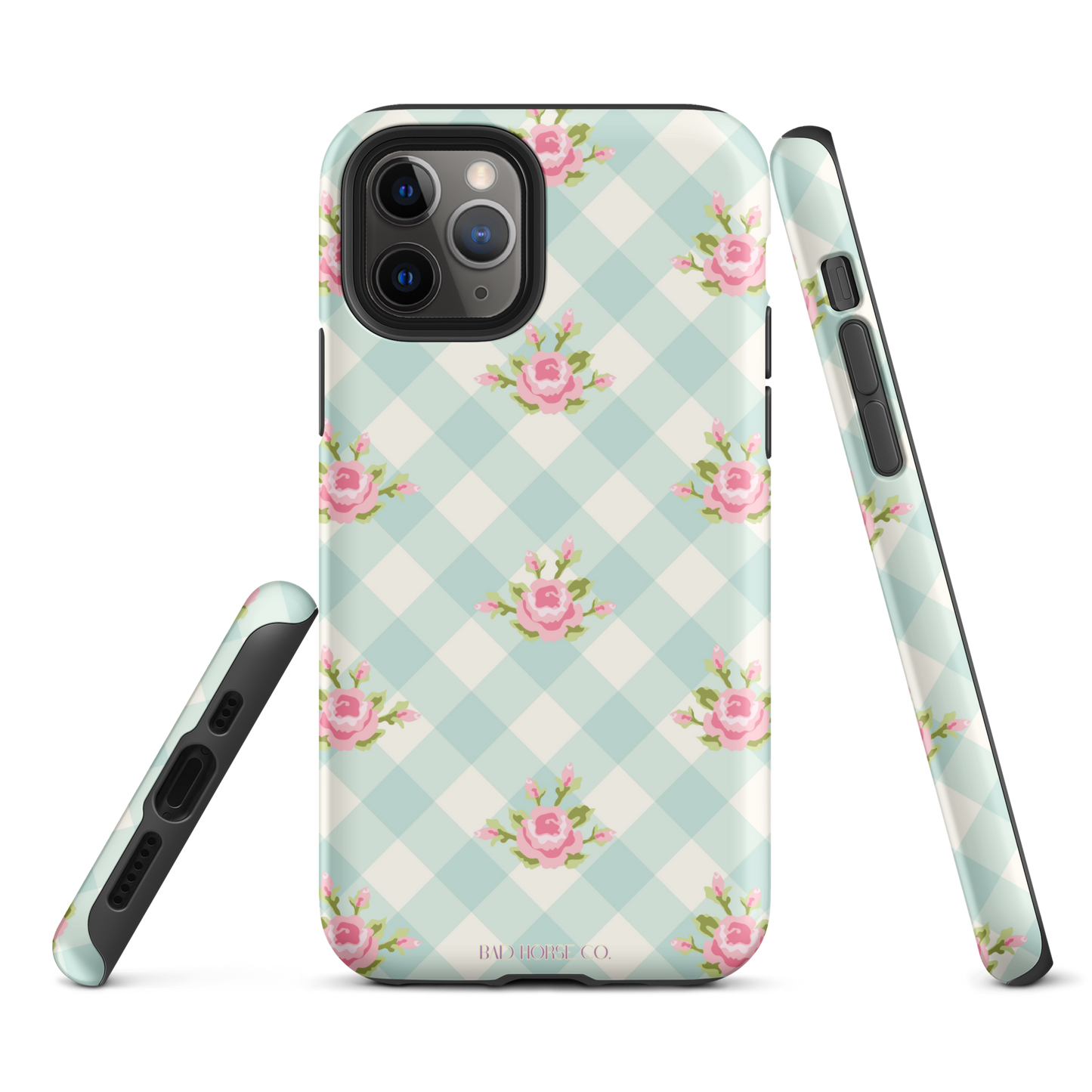 Blue Gingham Rose - iPhone® Tough Case - Phone Case - TSC: TheShopCollective - BadHorse