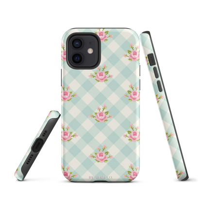 Blue Gingham Rose - iPhone® Tough Case - Phone Case - TSC: TheShopCollective - BadHorse