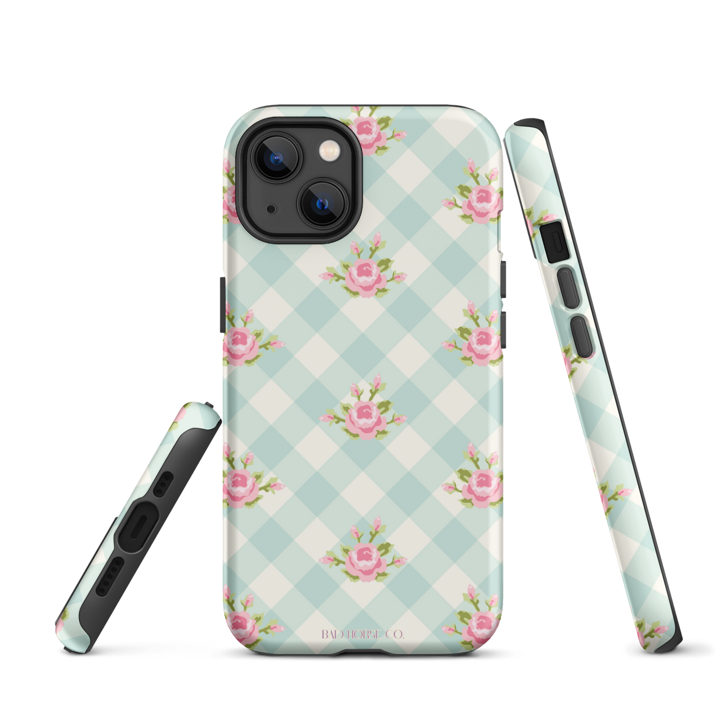 Blue Gingham Rose - iPhone® Tough Case - Phone Case - TSC: TheShopCollective - BadHorse