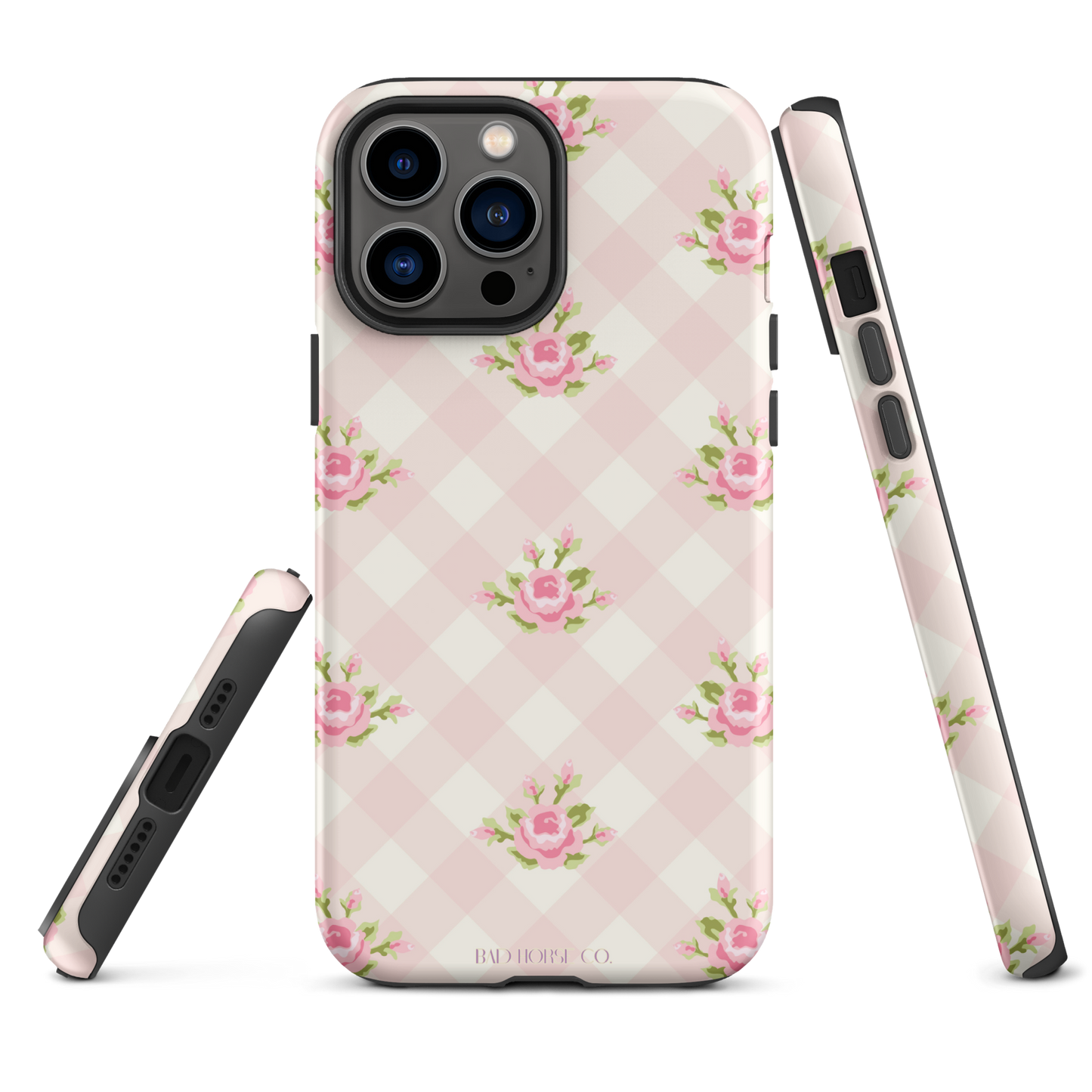 Pink Gingham Rose - iPhone® Tough Case - Phone Case - TSC: TheShopCollective - BadHorse