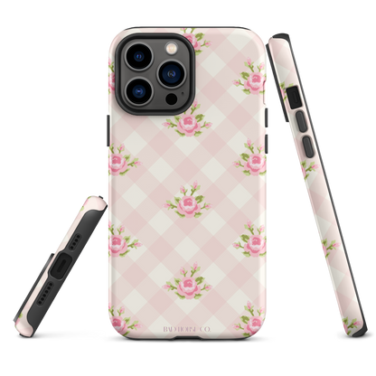 Pink Gingham Rose - iPhone® Tough Case - Phone Case - TSC: TheShopCollective - BadHorse