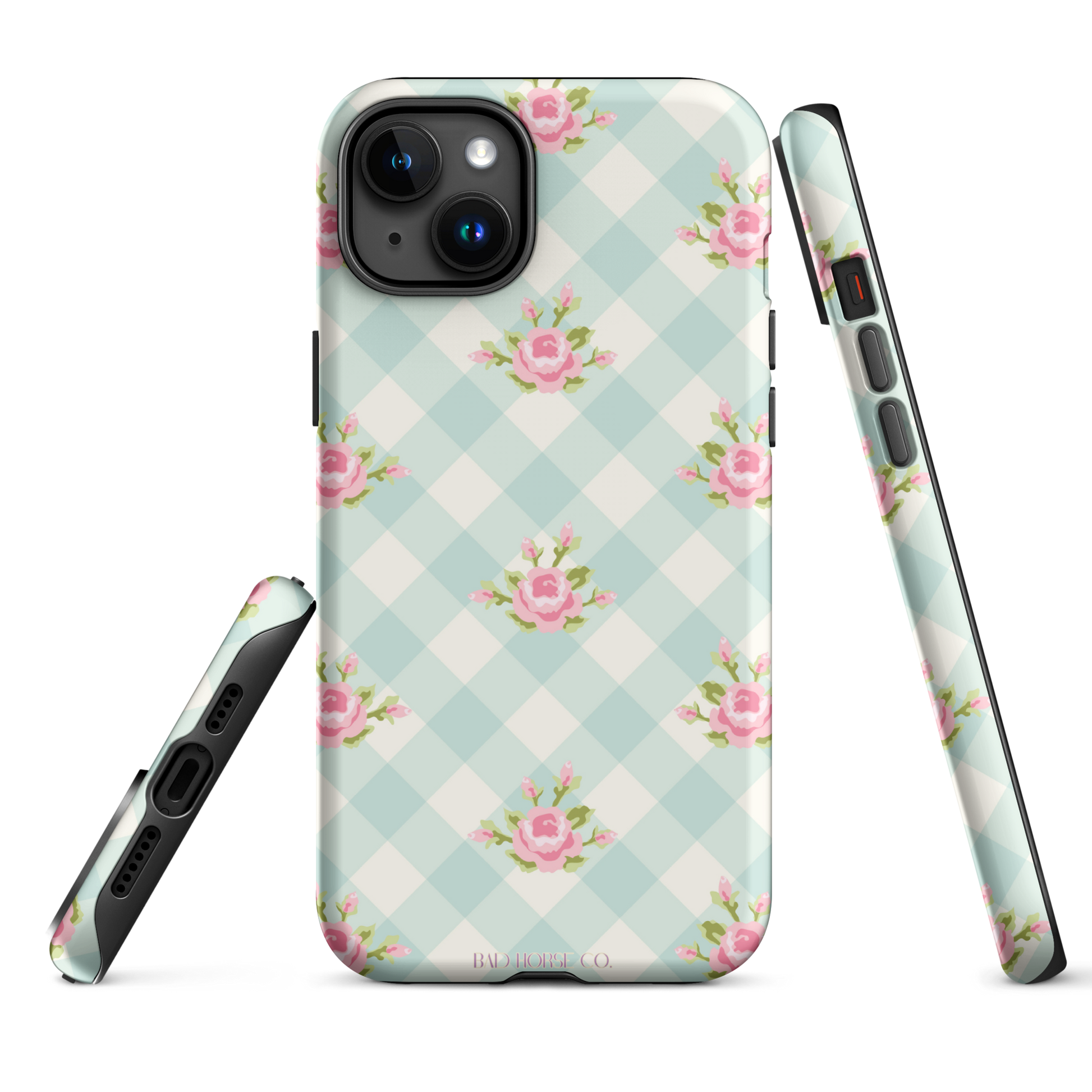 Blue Gingham Rose - iPhone® Tough Case - Phone Case - TSC: TheShopCollective - BadHorse