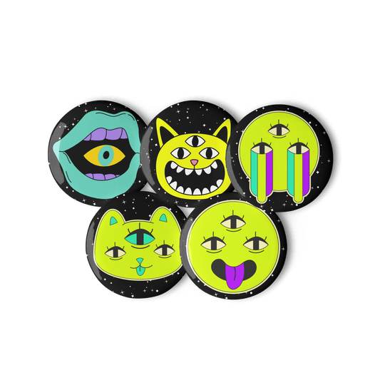 Watching You - Set of 5 Pin Buttons - accessories - buttons - decorative pins - Numbskullz