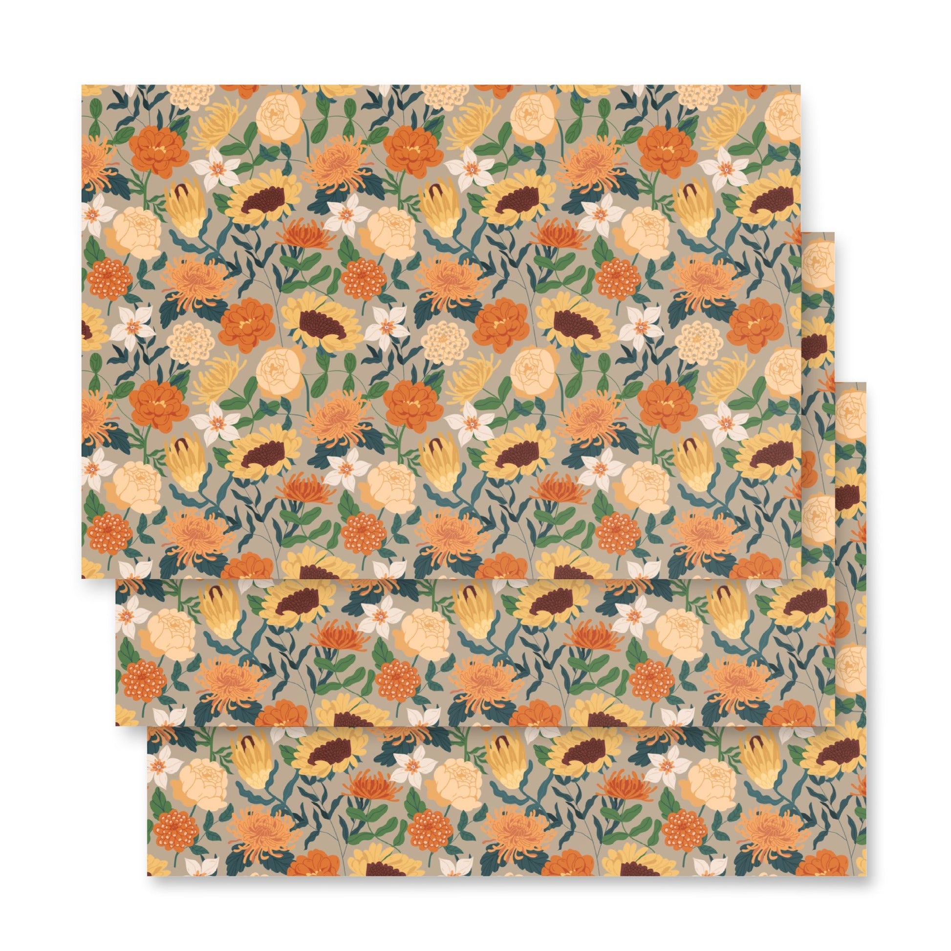 Wildflowers - 3 Wrapping Paper Sheets - giftwrap - paperproducts - wrappingpaper - Bad Horse