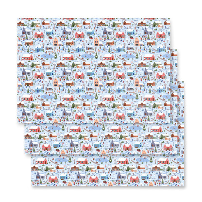 Winter Village - 3 Holiday Wrapping Paper Sheets - Christmas - giftwrap - paperproducts - Bad Horse