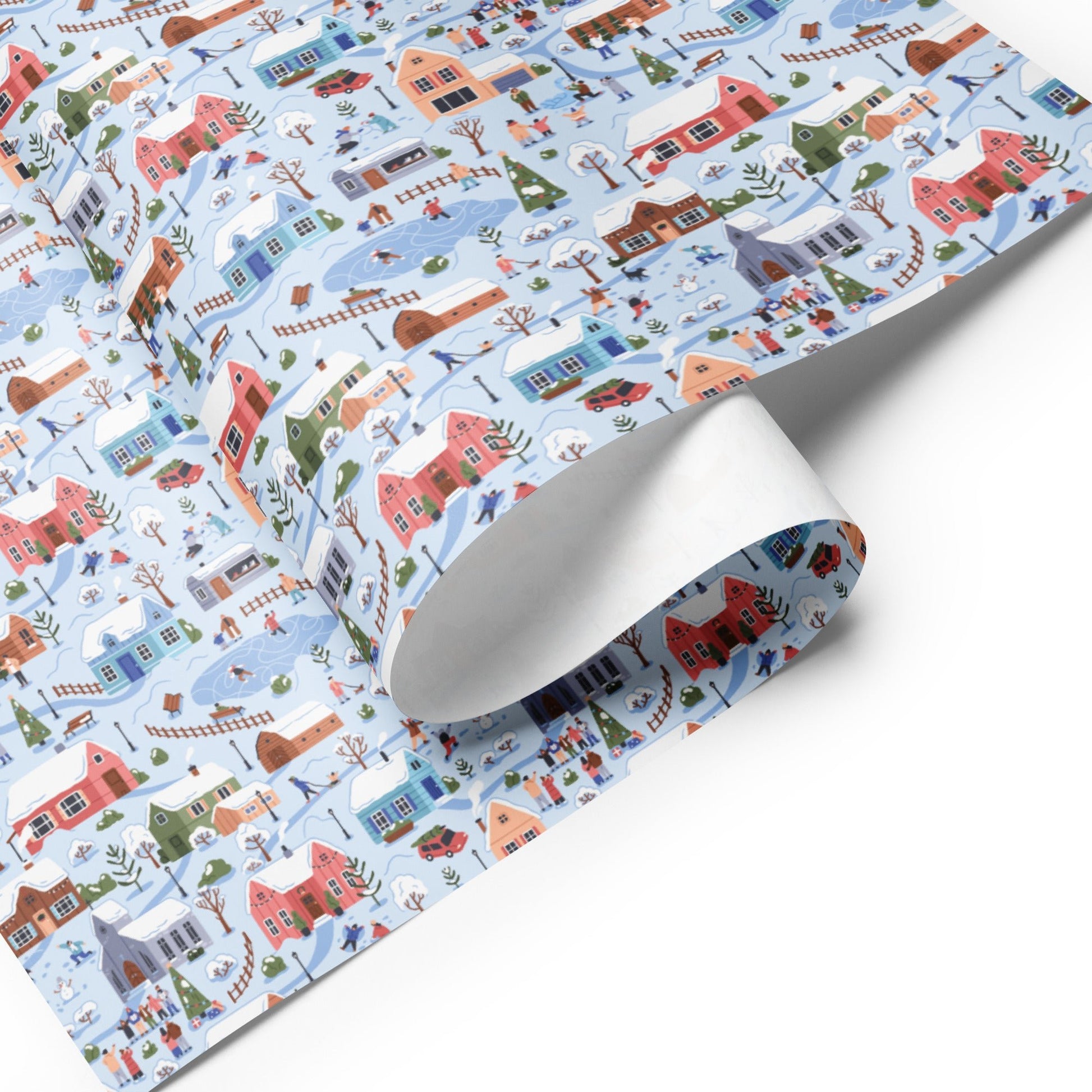 Winter Village - 3 Holiday Wrapping Paper Sheets - Christmas - giftwrap - paperproducts - Bad Horse